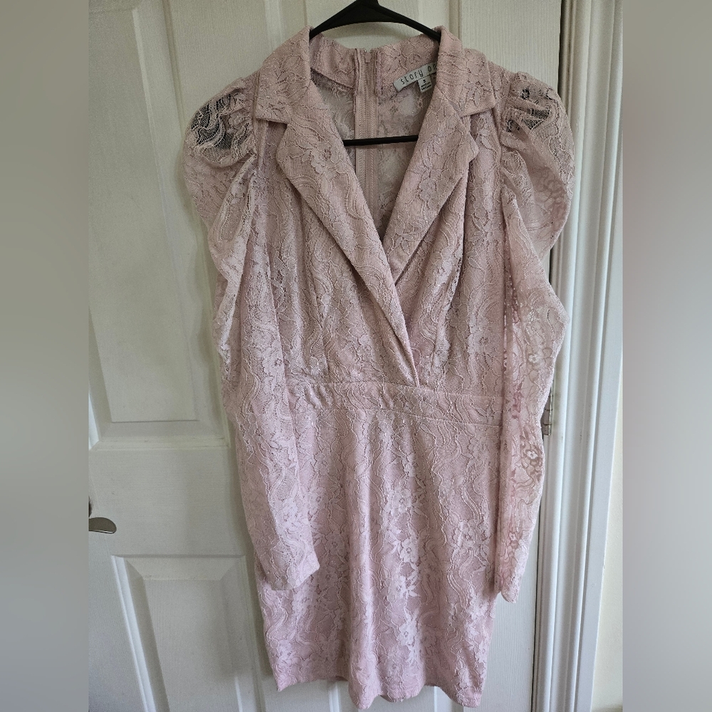 Tigerlily Pink Sheath Dress with Puff Cap Sleeves